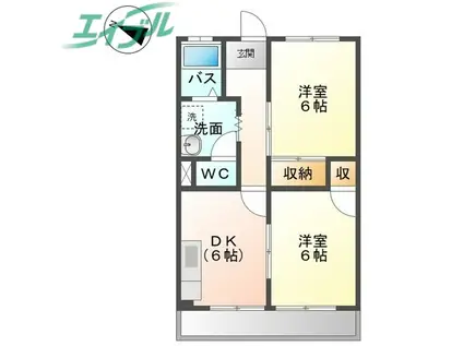 山久ビル(2DK/1階)の間取り写真