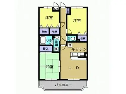 サンツ・ヤマモトA棟(3LDK/2階)の間取り写真