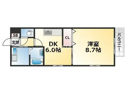 シャルマン御屋敷通(1DK/2階)の間取り写真