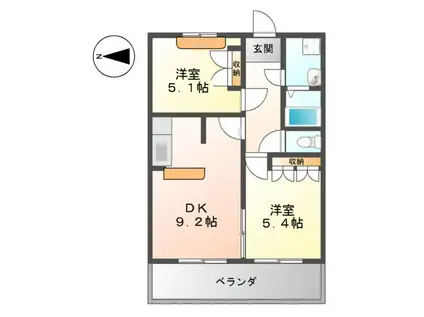 イーストリバーIII(2DK/1階)の間取り写真