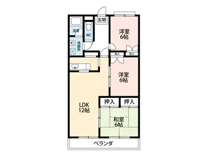 ニュークリーンシティ(3LDK/1階)の間取り写真