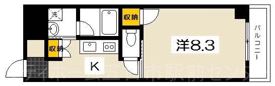 GOLD COURT 楽々園(1K/10階)の間取り写真