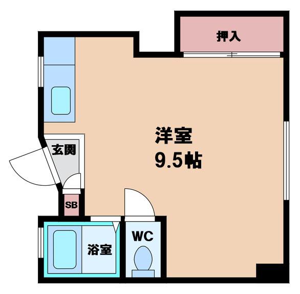 マンション奈美(ワンルーム/2階)の間取り写真