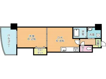 サンシャイン真鶴リバーサイド(1DK/6階)の間取り写真