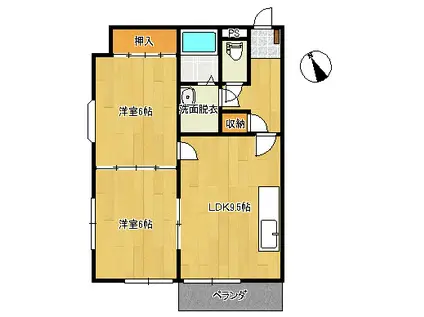 グランディールJ3(2LDK/3階)の間取り写真