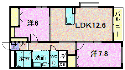 グランリーオ大川前(2LDK/1階)の間取り写真