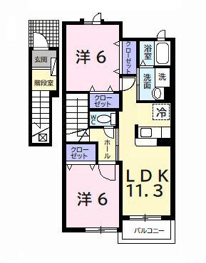 ブライド・ハウスA(2LDK/2階)の間取り写真