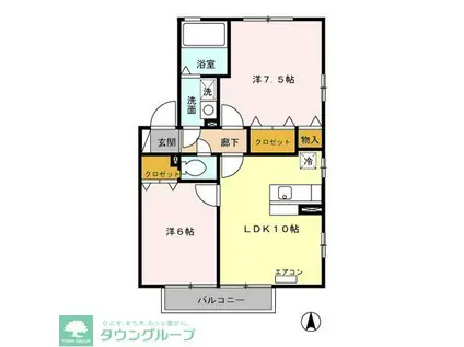 SPRING-COURT(2LDK/2階)の間取り写真