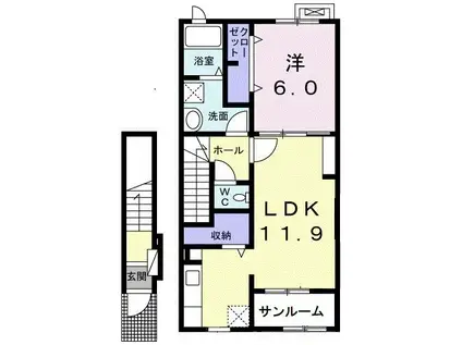 セルバ・セレッソ(1LDK/2階)の間取り写真