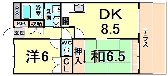 グレートフューチャーPARTII(2DK/1階)の間取り写真