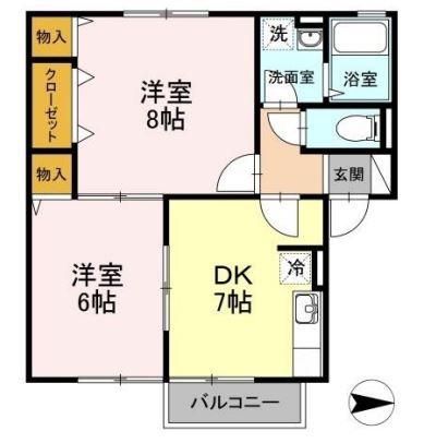サンセール植田(2DK/2階)の間取り写真
