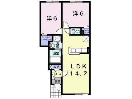 ロードゥ パインII(2LDK/1階)の間取り写真