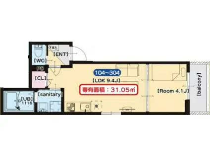 F ASECIA NOBILE(1LDK/3階)の間取り写真