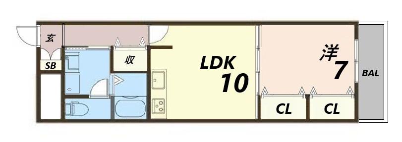 上野マンション(1LDK/2階)の間取り写真