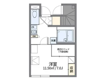 のぼり川(1K/1階)の間取り写真