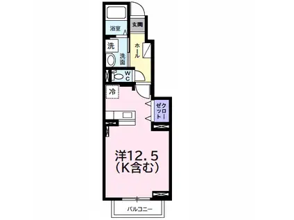 サンシャインII(ワンルーム/1階)の間取り写真