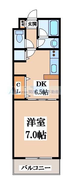 くすのき城OZ(1DK/2階)の間取り写真