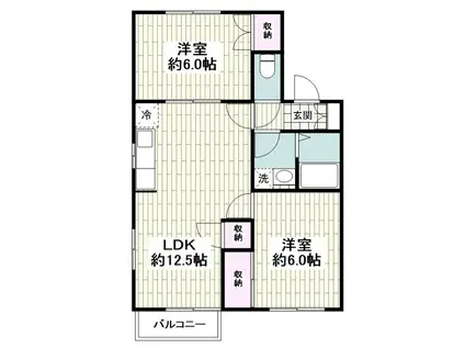 カサベルデB(2LDK/2階)の間取り写真