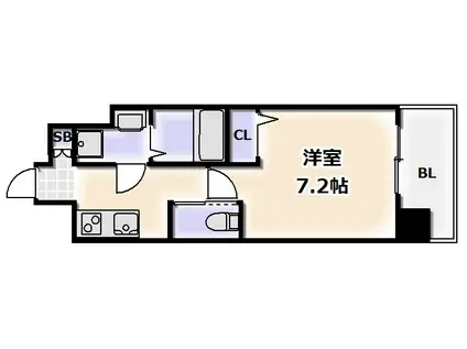 エグゼ難波西II(1K/3階)の間取り写真