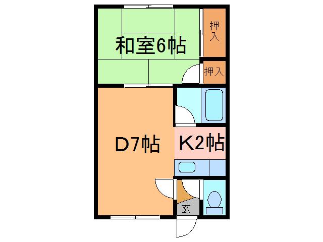 エスレイア西16条(1DK/2階)の間取り写真