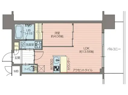 プレジオ弁天町(1LDK/9階)の間取り写真