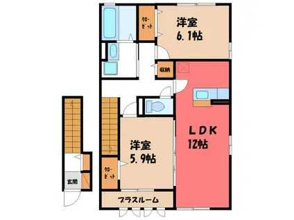 ルビー B(2LDK/2階)の間取り写真