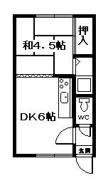 新都ハイツ I(1DK/2階)の間取り写真