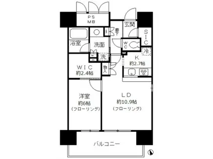 フォンテーヌ芝浦(1LDK/8階)の間取り写真