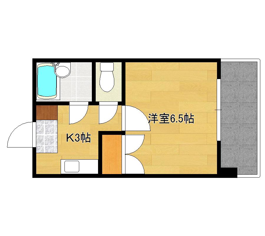 新庄リバービル(1K/3階)の間取り写真