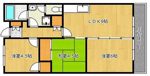 ヤナギマンション(3LDK/4階)の間取り写真