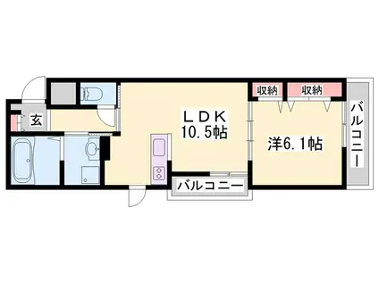 アルファポレールII(1LDK/2階)の間取り写真