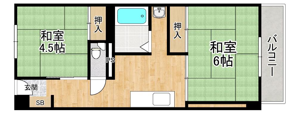 横川ビル(2DK/4階)の間取り写真