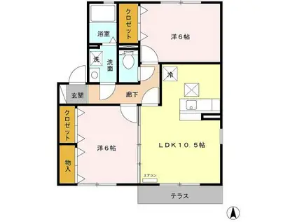 グランディールM III(2LDK/1階)の間取り写真