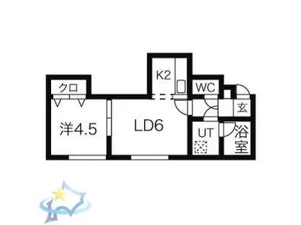 アビタ琴似(1LDK/2階)の間取り写真