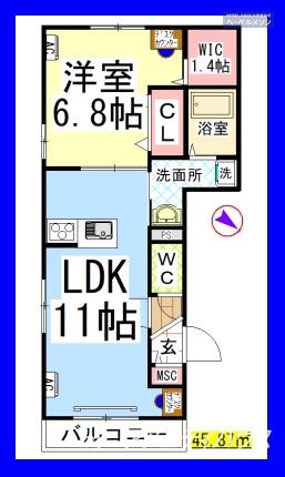AF メゾンアリビオ(1LDK/3階)の間取り写真