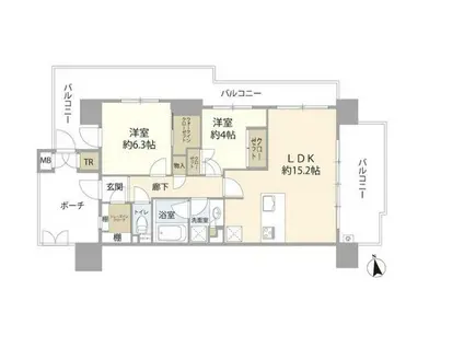 ローレルアイ上前津(2LDK/4階)の間取り写真