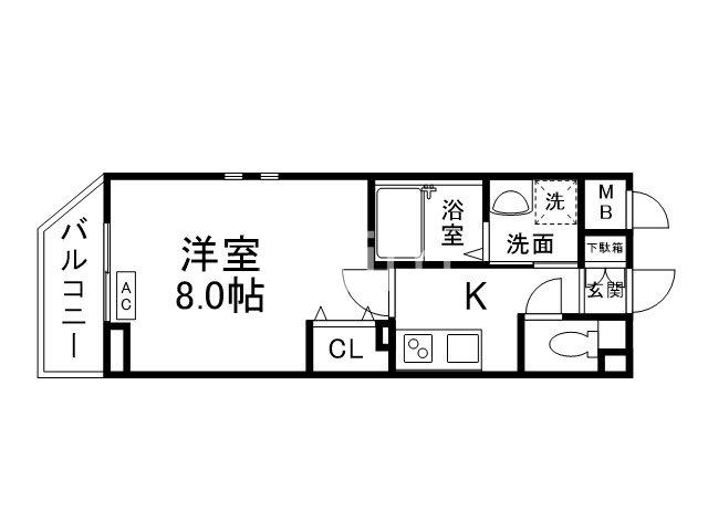A-MON太秦天神川(1K/1階)の間取り写真