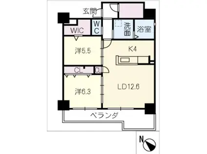 グランテラス藤が丘(2LDK/3階)の間取り写真
