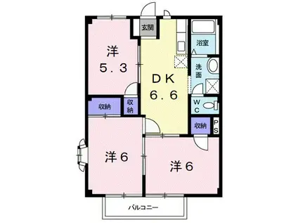 カーム松本A(3DK/1階)の間取り写真