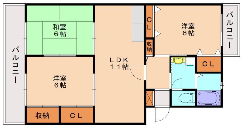 パークハイツ88(3LDK/3階)の間取り写真