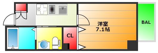 フィオレ立売堀(1K/3階)の間取り写真