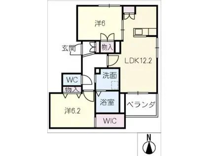 THE RITZ 中柴(2LDK/2階)の間取り写真