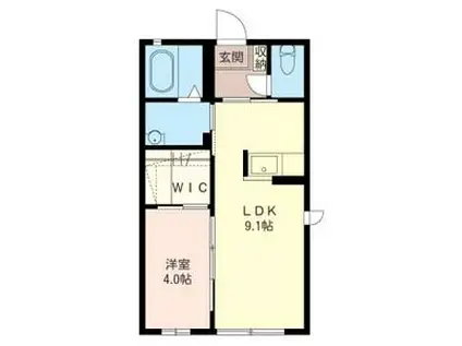 シャーメゾン A棟(1LDK/2階)の間取り写真