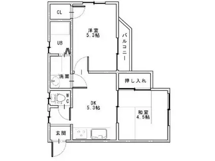 シテイハイム サンビレッジ(2DK/2階)の間取り写真