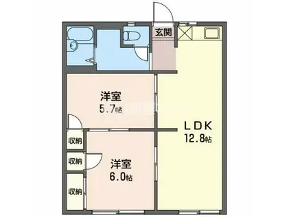 サニータウン七舗A(2LDK/1階)の間取り写真