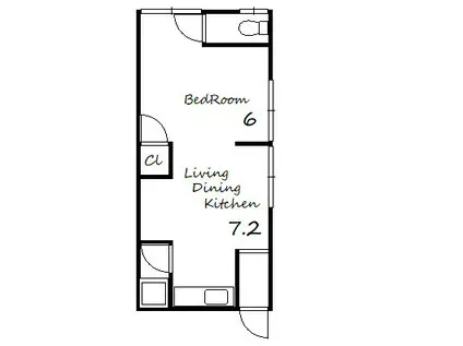 植木野ハウス B棟(1LDK/1階)の間取り写真