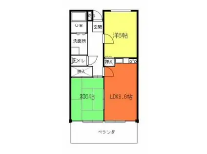 アイマンション長尾(2LDK/2階)の間取り写真