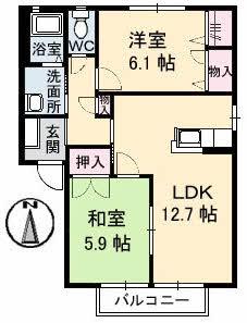 ジュネスTOSHIC棟(2LDK/2階)の間取り写真