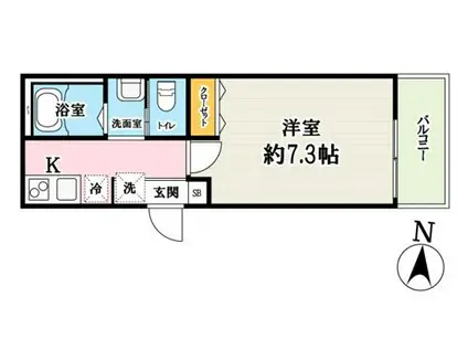 グラン大袋(1K/2階)の間取り写真
