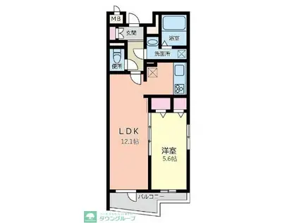 エムクオート三軒茶屋(1LDK/1階)の間取り写真